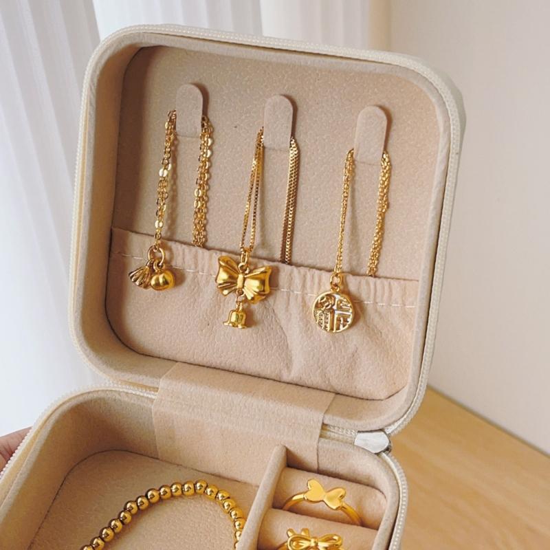 PU Leather Jewelry Box Accessory Organizer with Soft Velvets Interior Storage Case for Earrings Bracelets Necklaces