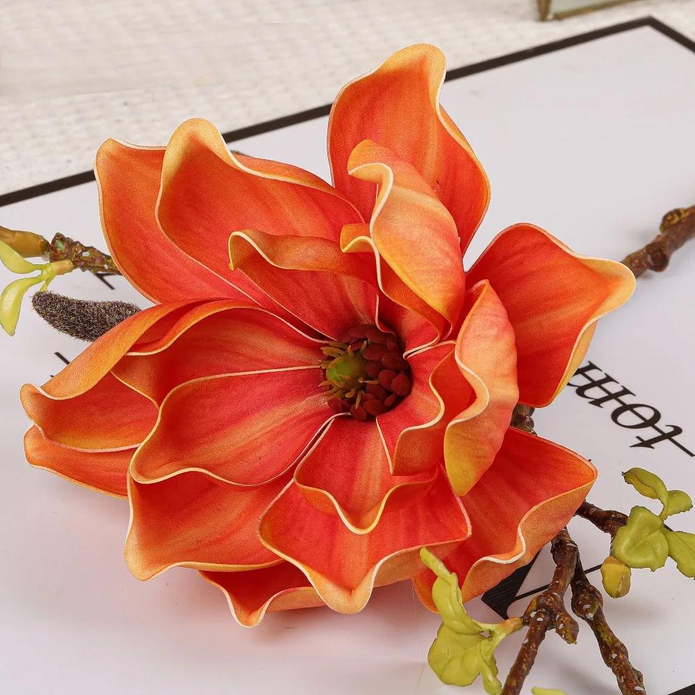 EVA Artificial Magnolia Branch Real Touch Floral Art Simulation Big Magnolia Handmade Artificial Orchid Flowers