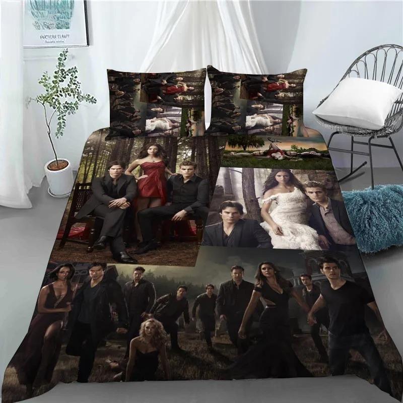 The Vampire Diaries Bettwäscheset Jungen Mädchen Twin Queen Size Anime Bettbezug Kissenbezug Bett Kinder Erwachsene Mode Heimtextilextil