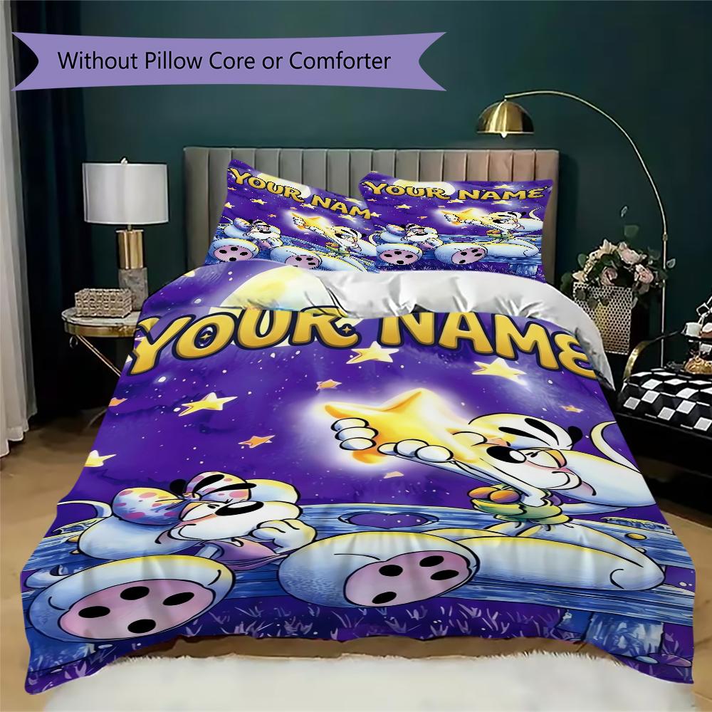 Benutzerdefinierte Diddl Bettwäsche, Steppbett-Set Bettbezug Kissenbezug Zuhause Geburtstagsgeschenk(1 Bettbezug + 2 Kissenbezüge, ohne Füllung)_xia