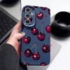 Fruit Cherry Pattern Phone Case For Samsung Galaxy A57 A37 A17 A56 A55 A36 A16 A15 5G A26 A25 A54 Soft TPU Leather Texture Cover