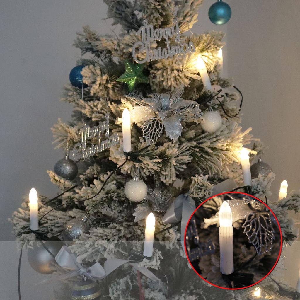 20LED Candle String LED Warm White Clip-on Flameless Cone Candle Family Party Holiday Home Christmas Tree Decoration Light