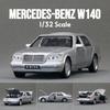 1/32 Mercedes-Benz W140 Classical Toy Car Model Diecast Alloy Miniature Sound & Light Pull Back 1:32 Collection Gift for Boy Kid