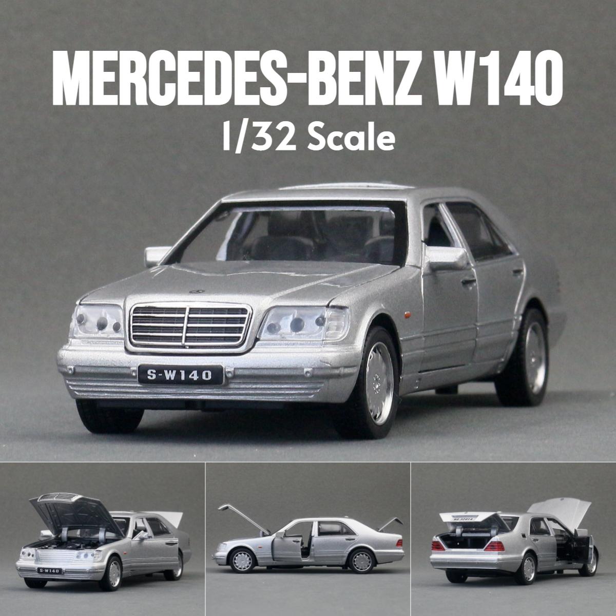 

1/32 Mercedes-Benz W140 Classical Toy Car Model Diecast Alloy Miniature Sound & Light Pull Back 1:32 Collection Gift For Boy Kid серебряный