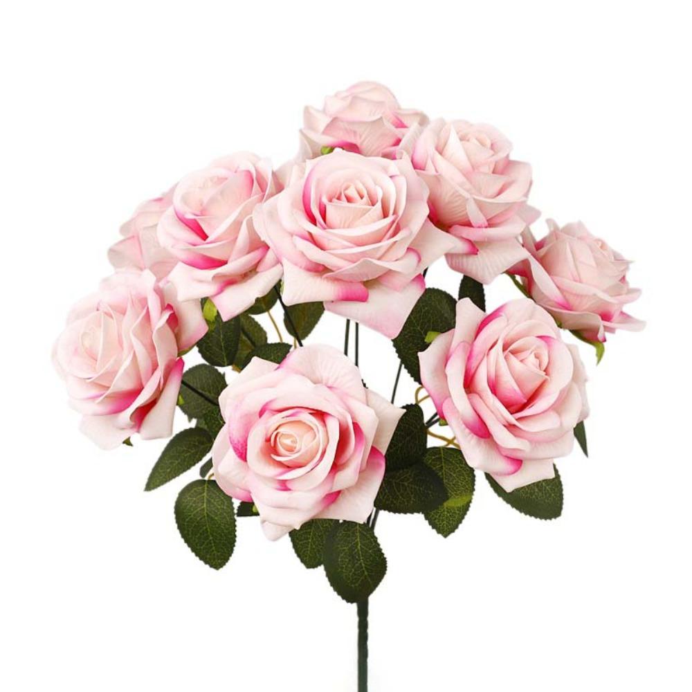 Real Touch Simulation Rose 9 Head Fake Flower Artificial Rose Flower  Party Favors розовый