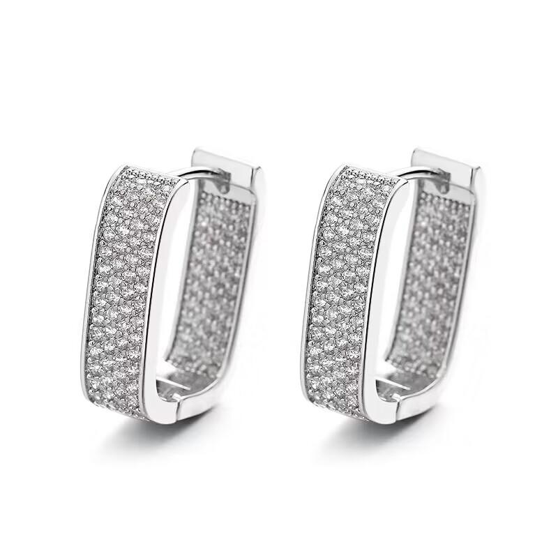 Korean Fashion Paved CZ Hoop Earrings for Women Metal Silver Color/Gold Color Simple Versatile Girls Earrings Hot