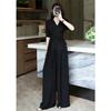 Women's Half Sleeve Loose Fit Blouse Top High Waist Wide Leg Pants 2-Piece Set