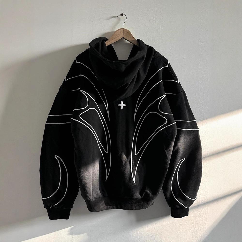 Unisex Straatstijl Trendy Kruisprint Losse Hoodie Vest