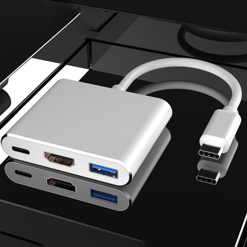Type-c HUB USB C To HDMI-Compatible Splitter USB-C 3 IN 1 4K HDMI USB 3.0 PD Fast Charging Smart Adapter For MacBook Dell