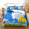 Sunflower Duvet Cover Set Double Size for Teens Floral Branches Bedding Set Garden Theme Comforter Cover with Pillowcases 2 Pcs