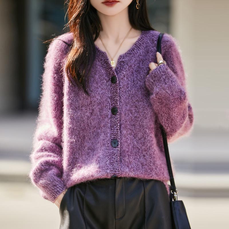 Women’s French Style Floral Wool Knit Cardigan - Cozy Autumn/Winter Fashion 2025