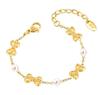 Vnox Stainless Steel Children's Bracelet For Baby Girls,Cubic Zirconia Inlay With Bow Element Chain,Cute Style Jewelry Daily