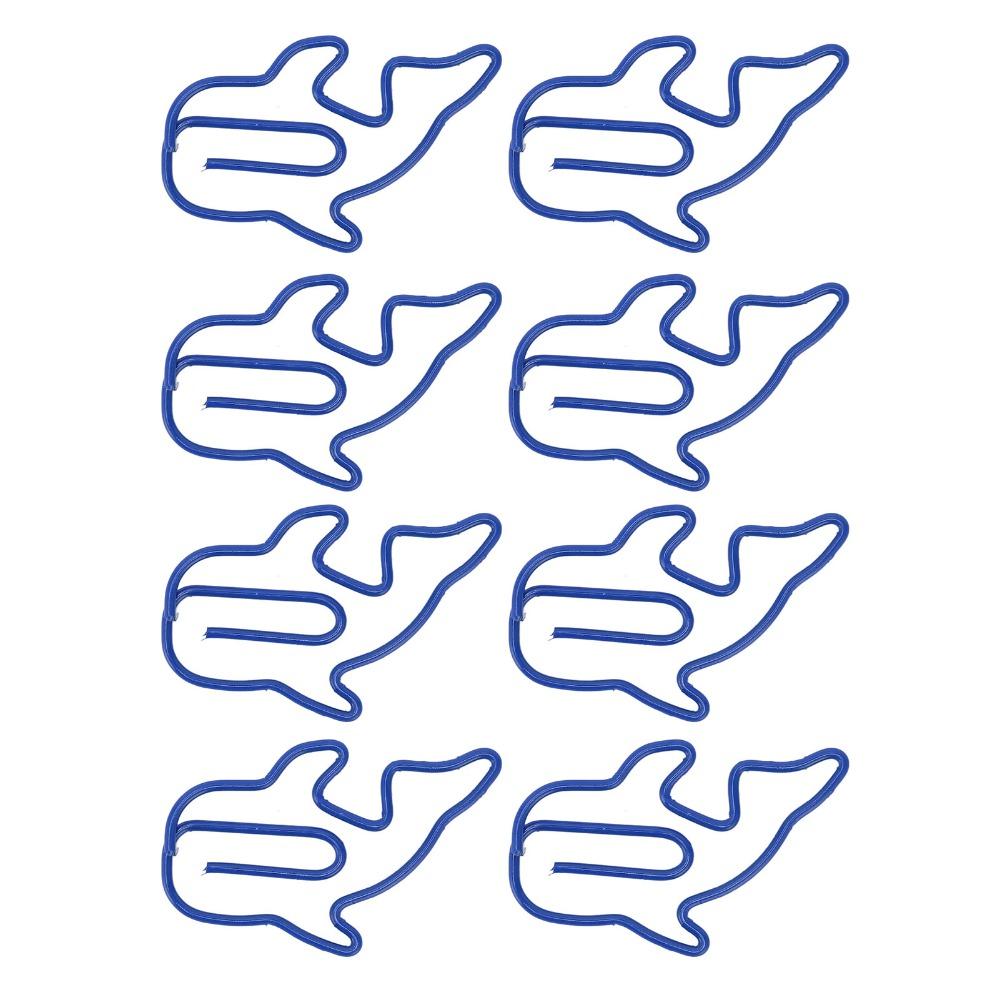 100Pcs Whale Shaped Cute Shaped Office Paper Clips Plastic-coated Metal Dark Blue Lovely Shape Paperclip Clamp 3.1*2.3cm