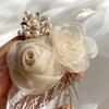 Fairy Silk Ribbon Bracelet Wedding Wrist Flower Bridesmaid Floral Wristlet Bride Wrist Flower