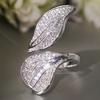 CopperZircon Ring Temperament Large Willow Leaf Full AAA Cubic Zirconia Ring Female Party Wedding Jewelry Gift