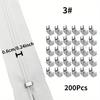 200 Pc Zipper Repair Kit #3 #5 #8, Silver and White Detachable Sliders, Stop Clips and Replacement Pulls for Coats Luggage Boxes