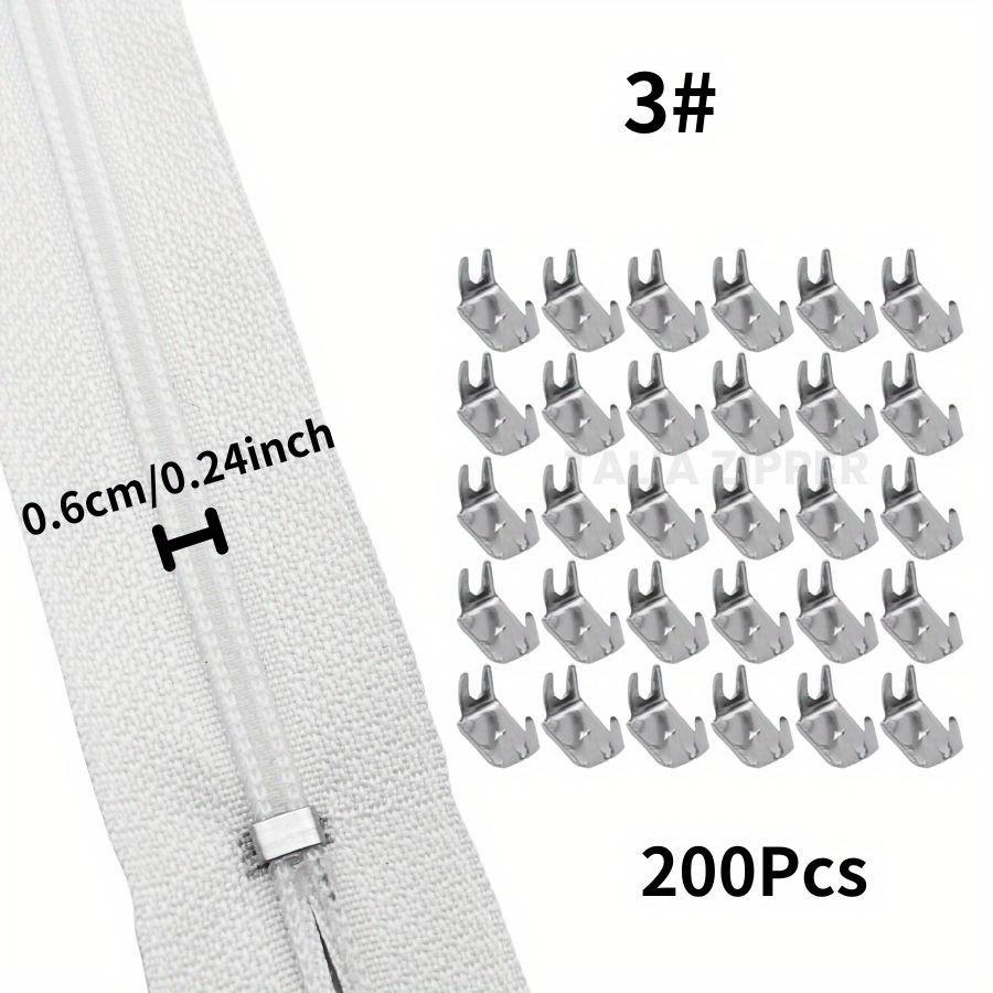 200 Pc Zipper Repair Kit #3 #5 #8, Silver and White Detachable Sliders, Stop Clips and Replacement Pulls for Coats Luggage Boxes