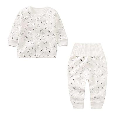 Baby Thick Belly Warmer Top and Bottoms Open Long 100cm Pajamas, Set, Shoulders, Spring/Autumn/Winter, Sleeves, Girls/Boys, All-Over Print, Gift,