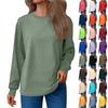 Casual Long Sleeve T-Shirt Women Solid Color Loose Round Neck Fashion Top