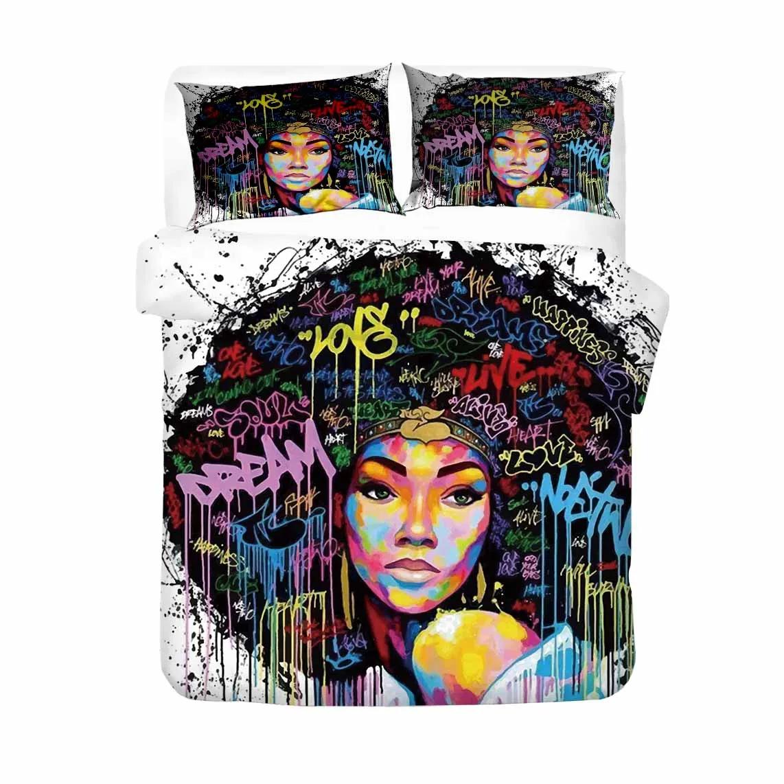 

Fashion Young Girls Bedings Adult Peoples Bedrom Warm Comforter Set Twin Sized Dimensions135x20 Single Bedclothes Soft Duvet Cover African Girl Bad 135*200cm Eu-Single