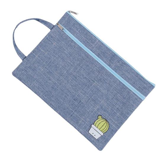 Многослойная сумка для файлов, портативный держатель для документов формата А4 с гладкой застежкой-молнией для бизнес-школы синий