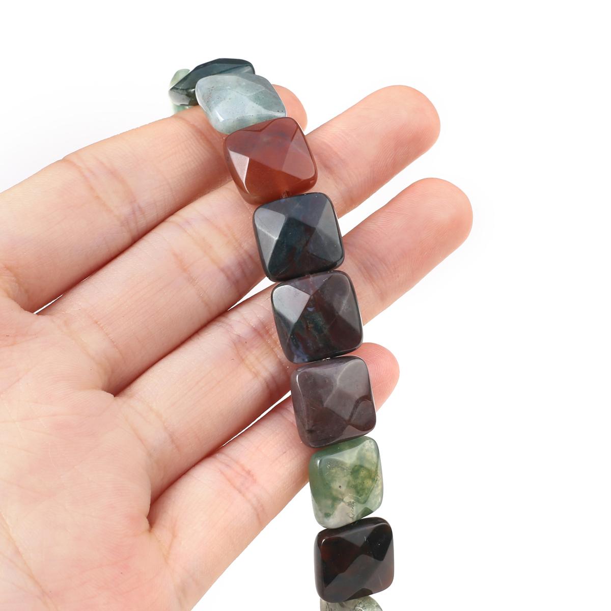 

Бусины из натурального камня, агаты/малахит, квадратные граненые бусины для изготовления ювелирных изделий, ожерелье, браслет, серьги, аксессуар Indian Agate/11x11x6mm