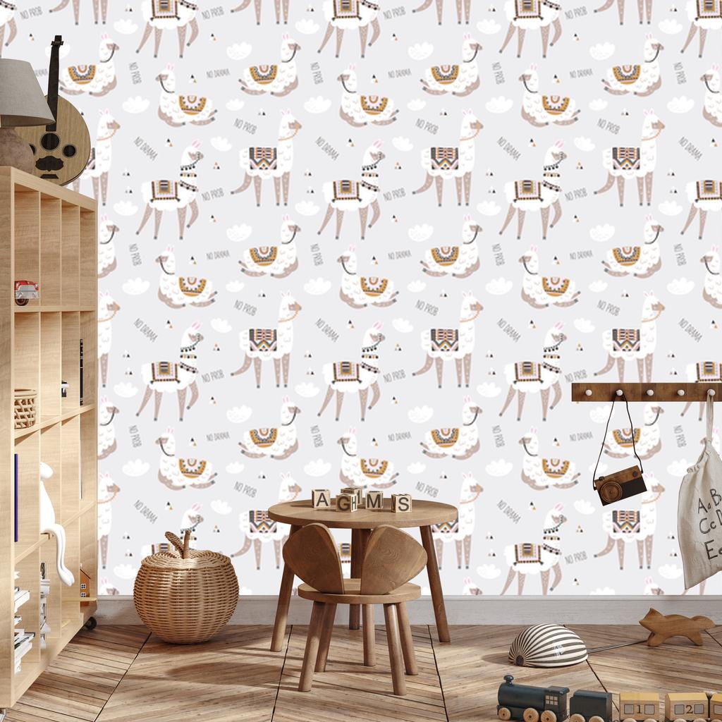 Llama Animals and Clouds Wallpaper for Living Room and Bedroom 50x1000