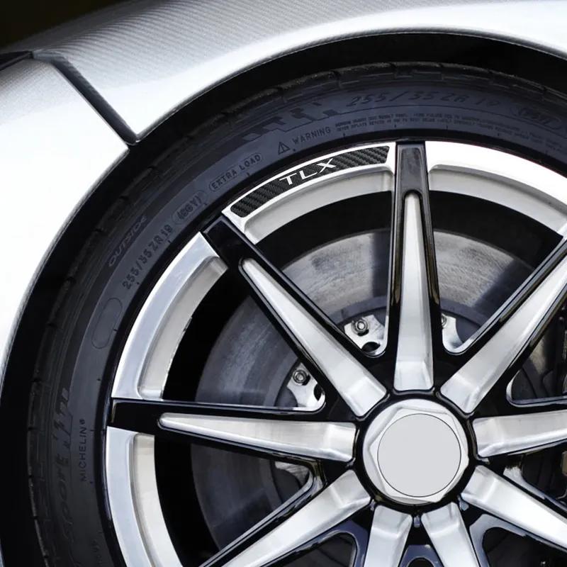 Car Wheel Rim Stickers Exterior Tire Carbon Style Tuning Decals Decor Accessories For Acura RDX MDX YD2 V6 Aspec ILX VTEC TLX