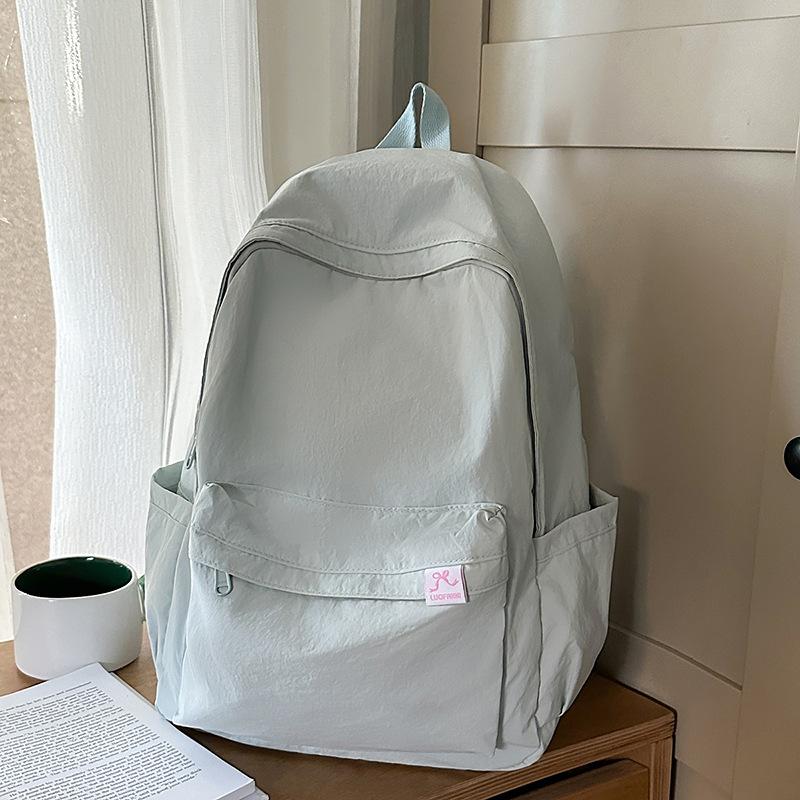 Schoolbag Lightweight Simple Solid Color School Bag Female College Student Travel Backpack High School Girls College Style Outdoor Travel Backpack