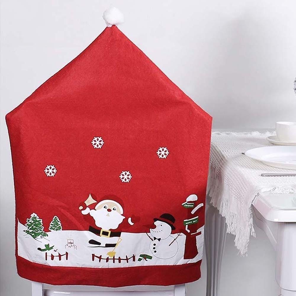 4pcs Xmas Decoration Christmas Chair Cover Cartoon Red Wear for Chairs  Festival Atmosphere