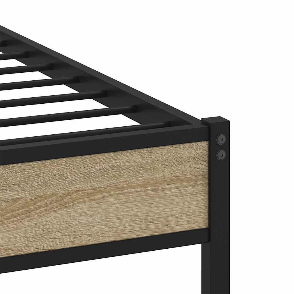 Metal Bed Frame without Mattress Sonoma Oak Finish 120x200 cm