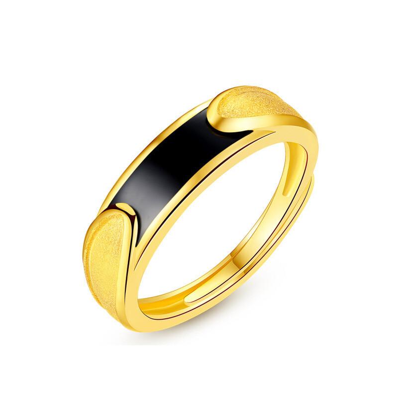 Gold Copper Versatile Plated Couple Rings With Elegant Open Design And Fashionable Black Green Stone Choices