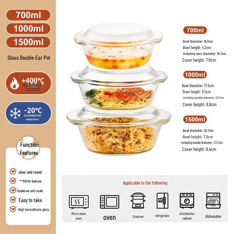 Qiwei Covered Glass Microwave Bowl