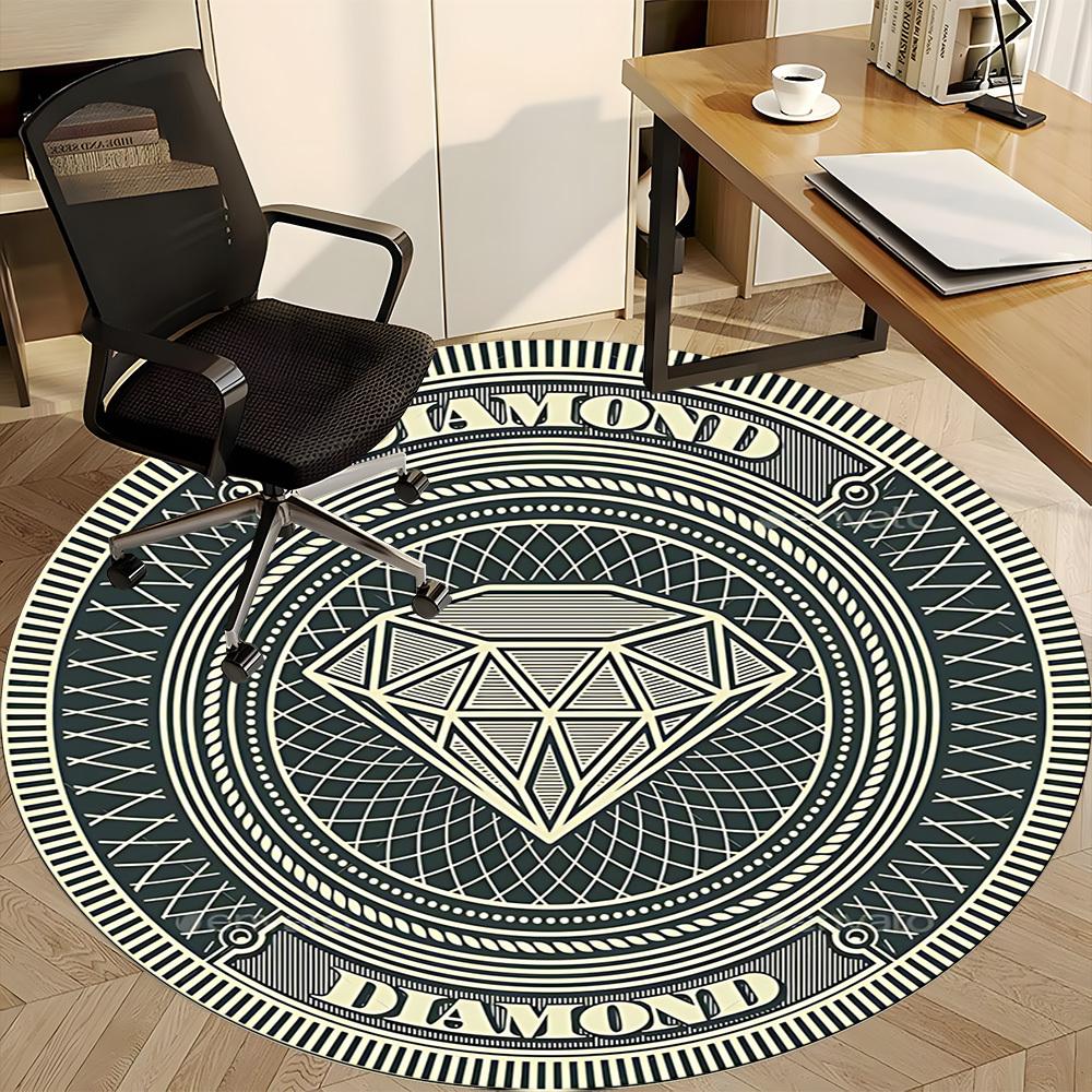 1pc Diamond Jewelry Chair Carpet for Office, Round Polyester Mat, Indoor Decor for Office, Easycare Fabric, Washable Non-slip Area Carpet