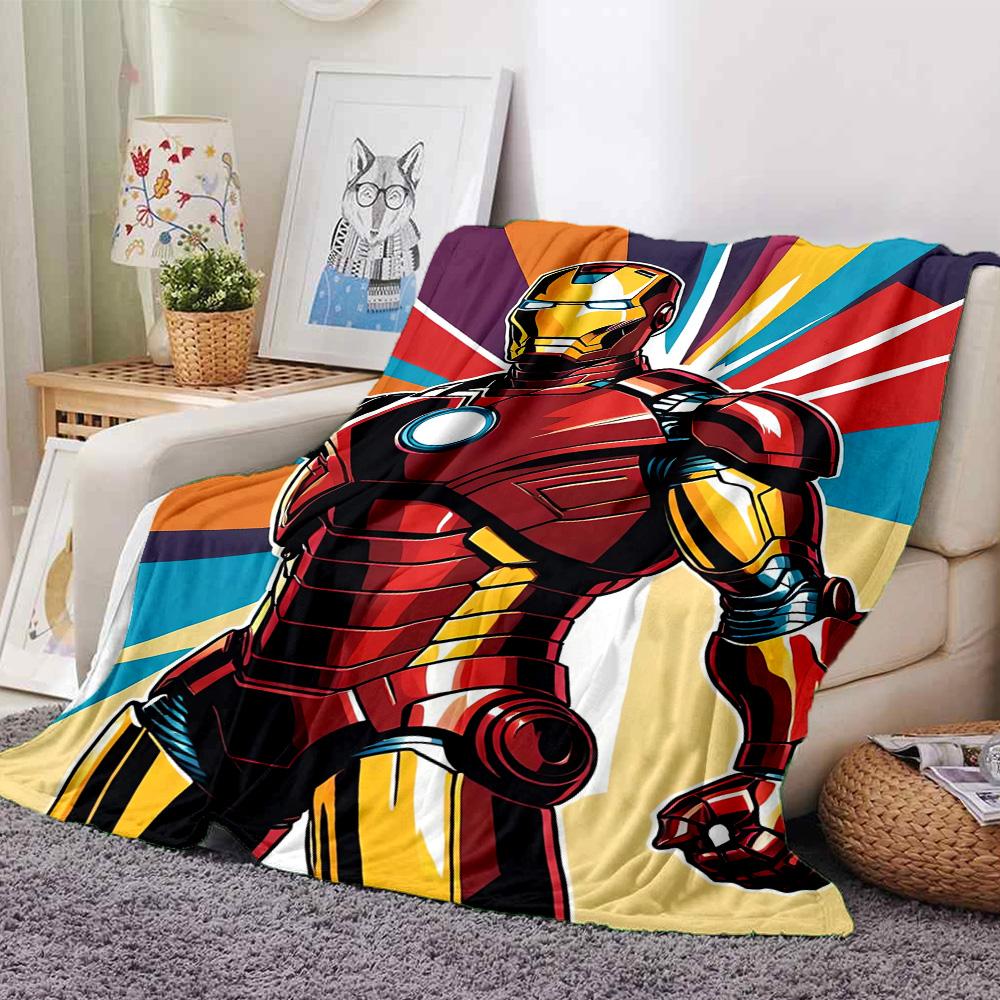Iron Man Heroic Armor Flannel Blanket Super Soft Warm Cozy Blanket For Sofa Bed Office Travel Allseason Home Decor Gift
