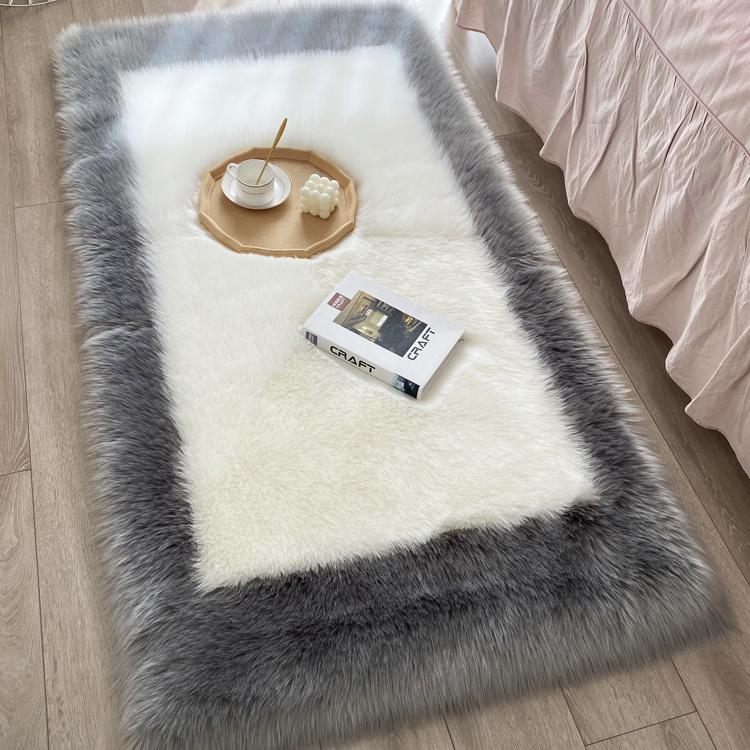 

Улучшенный плюшевый меховой ковер с цветными блоками, мягкие шерстяные ковры для спальни, длинные шерстяные коврики для кровати, диванные подушки, коврики для кровати 90x180cm