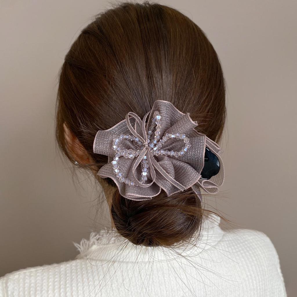 Korean Pleated Crystal Bun Clip for Women - Voluminous Updo Hair Accessory 2026