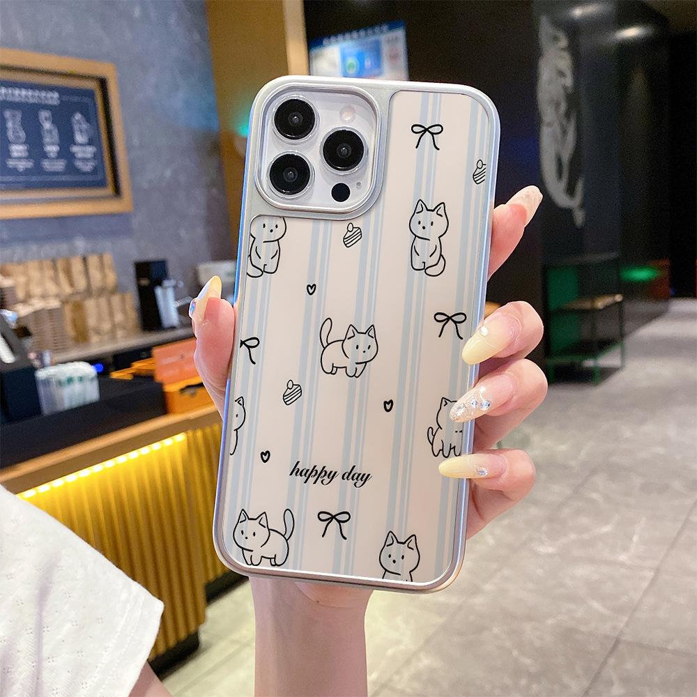 Isn't the wind soft cute lines cat iPhone mobile phone case apple 14 matte bare metal feel 17pro cute anti-drop