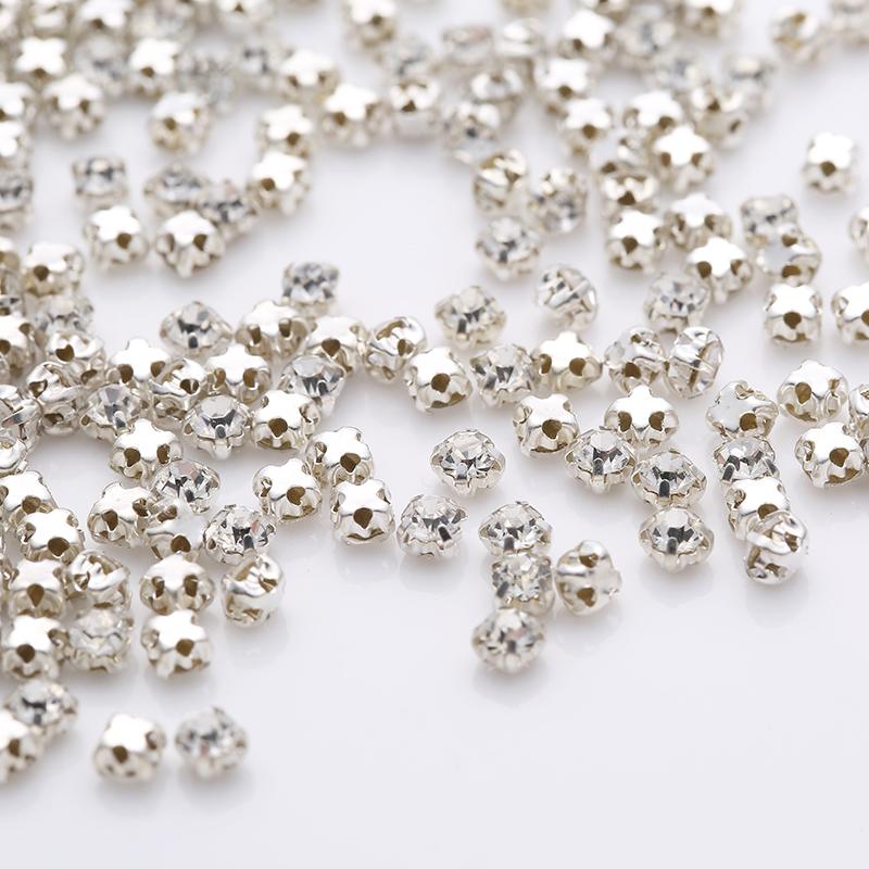 Top Quality 3-6mm Claw Sew On Rhinestones Clear Crystal Color Sliver Base Sewing Stone DIY Decoration