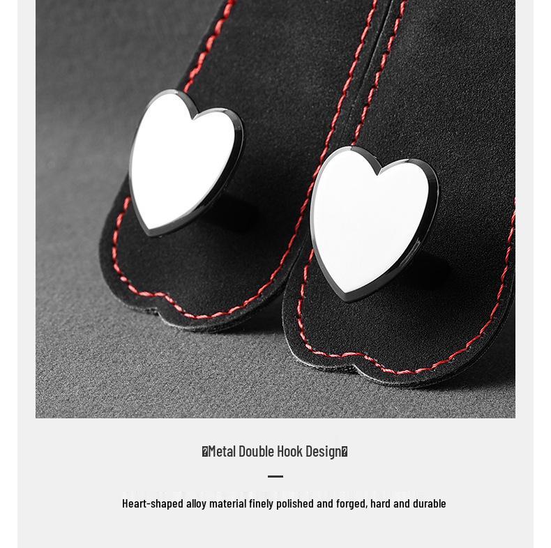 Heart-Shaped Car Seat Back Double Hooks for Hidden Storage