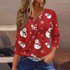 Women's Casual Fashion V-neck Loose Versatile Christmas Print Three-quarter Sleeve Top
