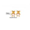 Cross Retro Pearl Temperament Earrings - 18K Gold Plated Stainless Steel with Diamond Inlaid Mother-of-Pearl Heart Bow Design