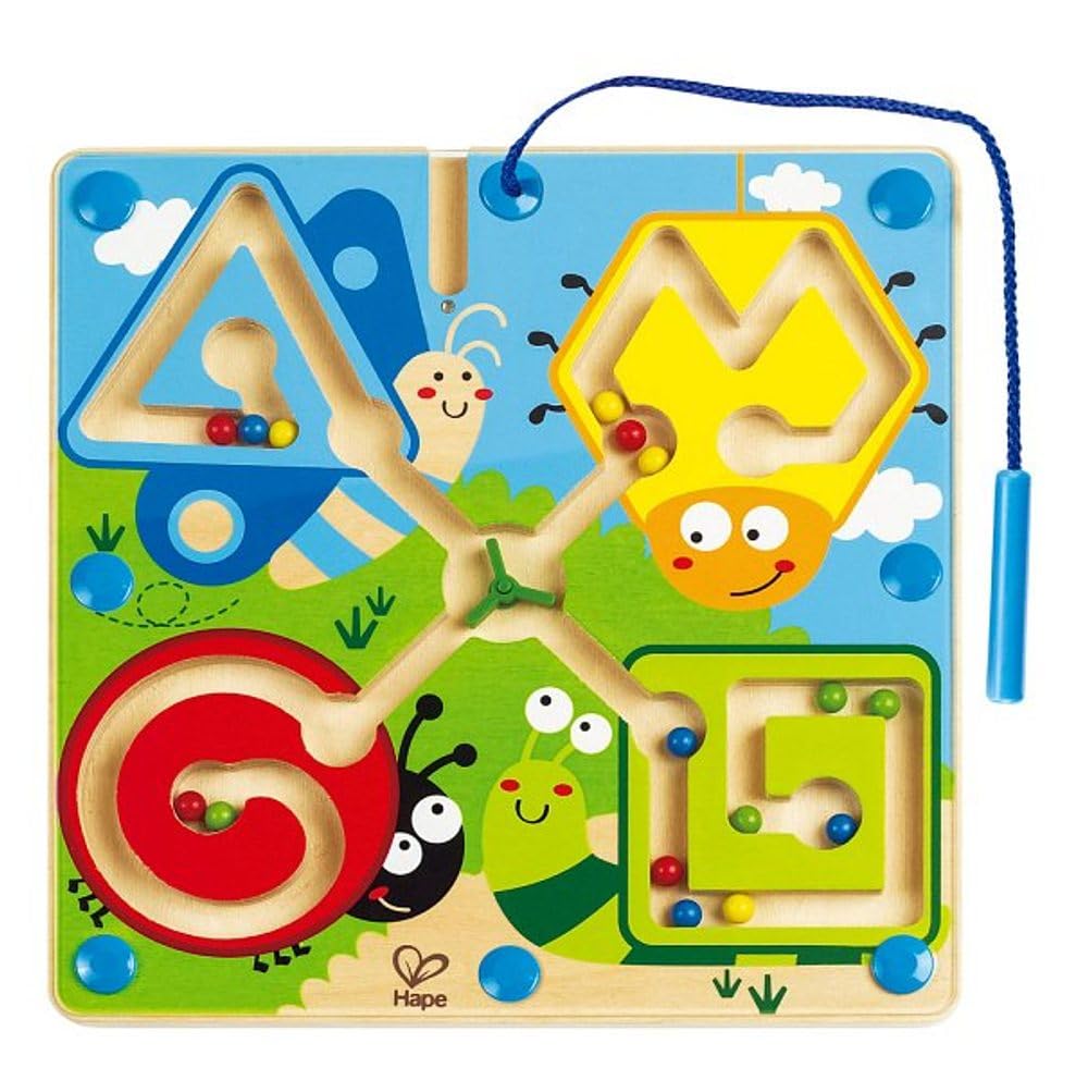 Hape Bug Rolling Maze, 24.5 x 24.5 x 2.1 cm, Ages 3 and Up, Wooden Pretend Play Toy, E1709