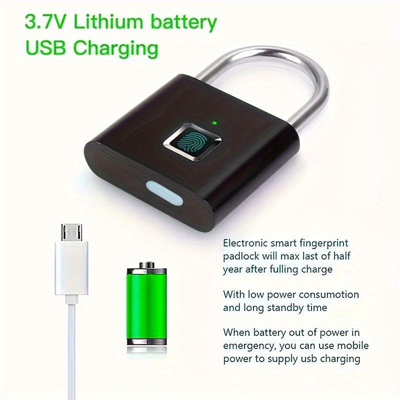 

Безопасный мини-замок с отпечатками пальцев - USB-перезаряжаемый замок без ключа, водонепроницаемый и противоугонный для багажа и путешествий