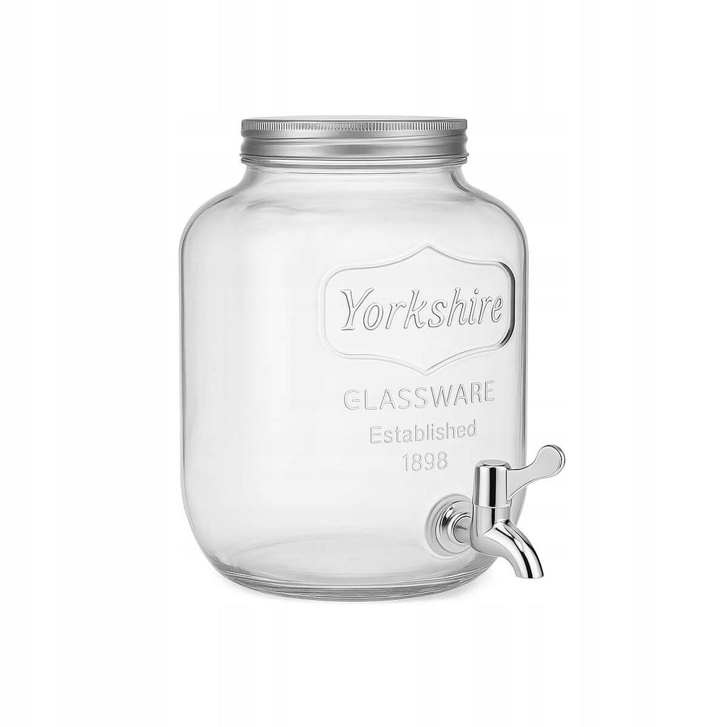 Glass Jar with Tap 4L with Metal Cap for Lemonade, Grill, Drinks, Water