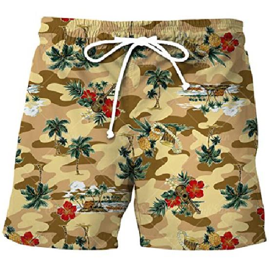 European And American Men'S Summer New 3D Printed Drawstring Loose Sports Shorts Men'S Beach Pants