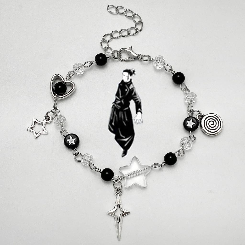 Punk Style Hollow Four Pointed Star Couple Bracelet for Women Men Creative Design Handmade Guitar Heart Bangle Y2K Jewelry Gift
