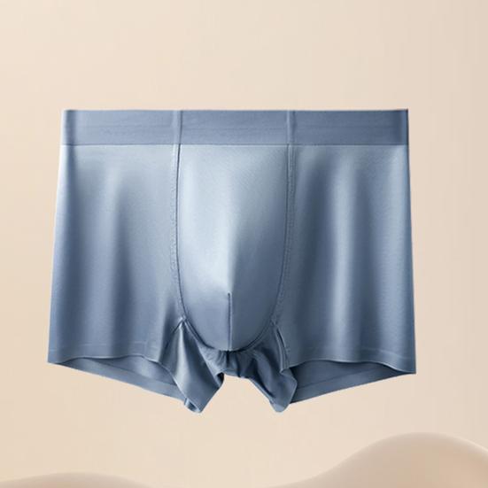 Men Boxer Underwear Elastic Mid-Waist Breathable Slim Fit Shorts Briefs Pure Color U-Convex Design Smooth Fabric Panties Daily Wear