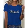 Women's Casual Short Sleeved Round Neck T-shirt with Vibrant Blue Floral Print Featuring "She's Wild At Heart" Reference To Women's T-shirt