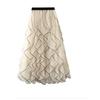 Elastic Waist Ruffled Half Length Skirt Elastic Waist Frill Half Length Long dress